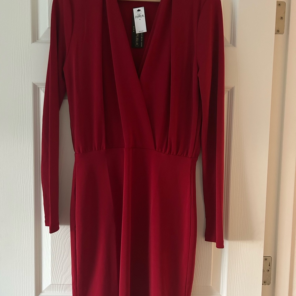 Banana Republic Red V-Neck Mini Dress
